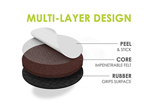 Slipstick GorillaPads 1 Inch Round Non Slip Furniture Pads Set of 16 - Black, Self Adhesive Floor Protectors
