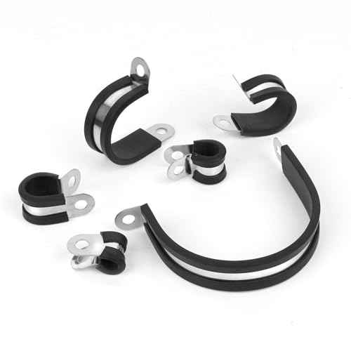 20 Pcs 1 Inch 304 Stainless Steel Cable Clamp, Rubber Cushioned Insulated Clamp, Conduits Pipe Strap Clamps for Pipe Fixing on Various Surfaces