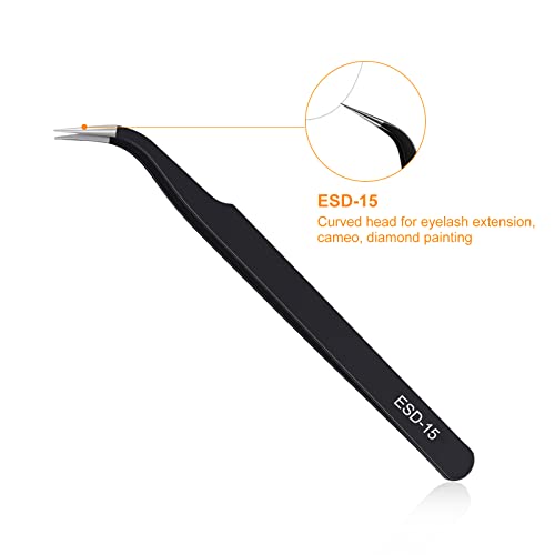 3PCS Precision Tweezers Set - Anti-Static Stainless Steel ESD Safe for Electronics & Crafts
