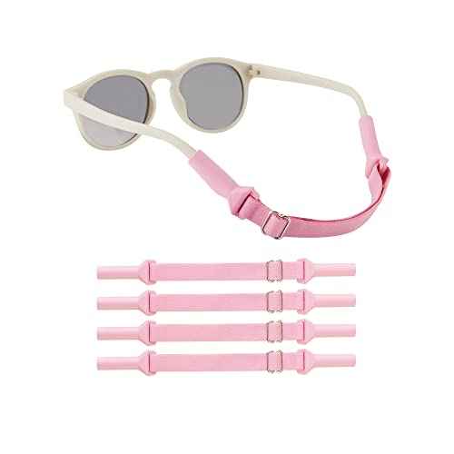 lvvfit Baby Glasses Straps(5-8inch)-Adjustable Glasses Strap Sports Sunglasses Eyeglasses Holder Straps for Toddler and Infant-Eyewear Retainers for Boys and Girls age 0-3 years (4pcs Pink)