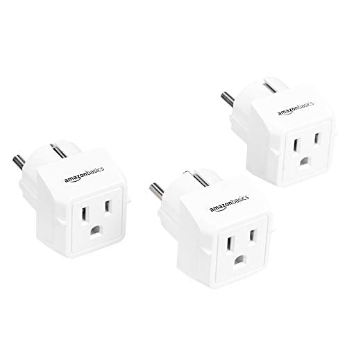 Amazon Basics 3-Pack Travel Plug Adapter Type E/F for Europe, US to France, Germany, Spain, UK, More