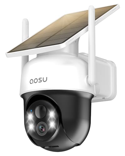 Aosu 1 Pack Outdoor Wireless Solar Camera with Fixed Solar Panel 2K PTZ Surveillance