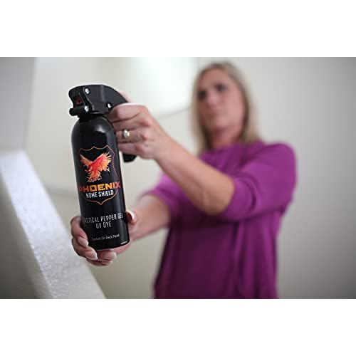 Phoenix Home Shield ? Home Defense Unit - Pepper Gel with UV Dye - Full Grip, Pull Pin, Gel is Safe & Maximum Strength, Maximum Distance + Maximum Bursts = Maximum Safety, 25 Foot Range