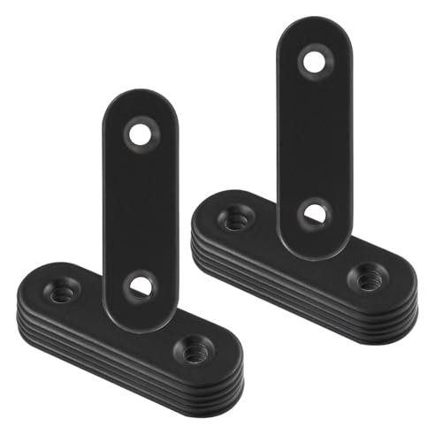 12 Pcs 2 Inch Black Stainless Steel Straight Brackets with Screws - Furniture Reinforcement