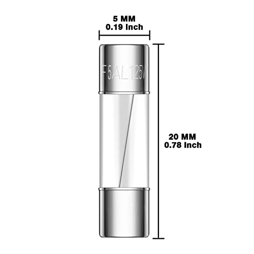 VEXUNGA 20pcs 5A 125V Glass Christmas Light Fuses - Replacement for Outdoor C9 String Lights (5x20mm)