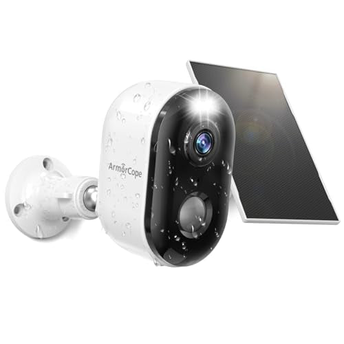 Security Cameras Wireless Outdoor, Solar Battery Powered 2k Color Night Vision, AI Motion Detection, IP66 Weatherproof, 2-Way Talk, SD/Cloud Storage, 2.4Ghz WiFi Cameras for Home Security (1 Pack)