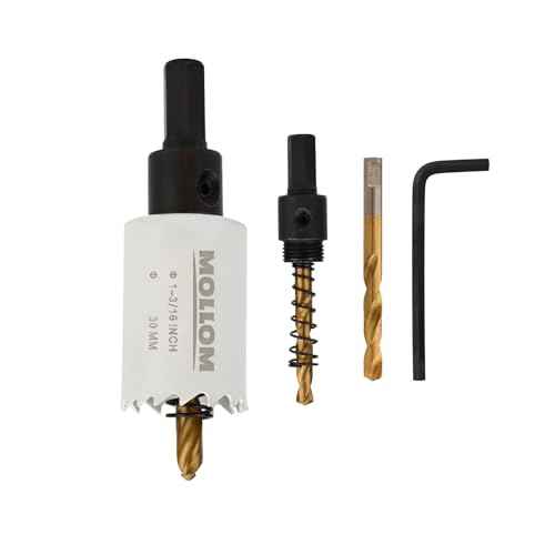 Mollom (30mm | 1-3/16") HSS M42 with 8% Cobalt BI-Metal Hole Saw with 2 Pilot Drill Bits & Arbor Smooth Cutting for PVC,Drywall,Wood,Plastic,Gypsum Board,Rubber