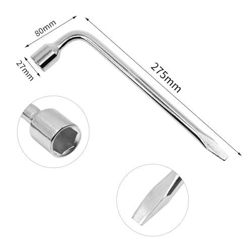 YXQ Car Spare Tire Lug Wrench for Jack 19mm/0.75" L Type Hexagon Slotted End Socket Repair Tool