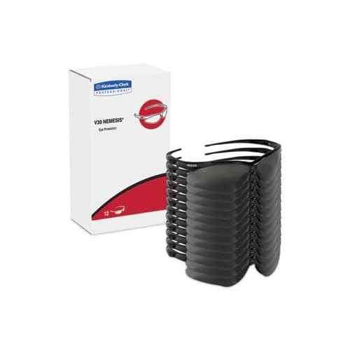 KleenGuard V30 Nemesis Safety Glasses, Black Frame, Smoke Anti-Fog Lens