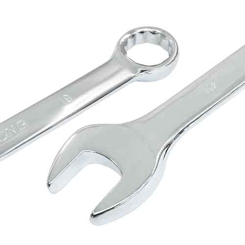 Hordion 19mm Metric Combination Wrench Spanner with 12-Point Box End and Open End Mirror-Chrome Plated High Carbon Steel