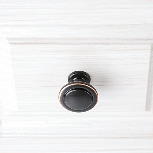 KOOFIZO 10 Pack Oil Rubbed Bronze Cabinet Knobs - Round, 1-1/4 Inch, Single Hole
