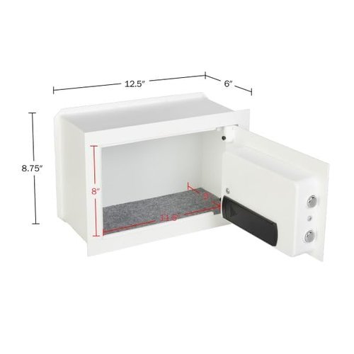 Wall Safe - Digital Safety Box with Passcode for Quick Access and Backup Key - Personal Safe for Cash or Jewelry - Wall Safes by Paragon (White)