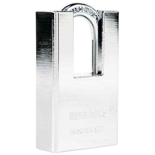 BRINKS 44mm Shrouded Padlock ? Hardened Steel Shackle, Dual Ball Locking Mechanism, Brass Pin Tumbler Cylinder, High Security for Industrial & Business Use