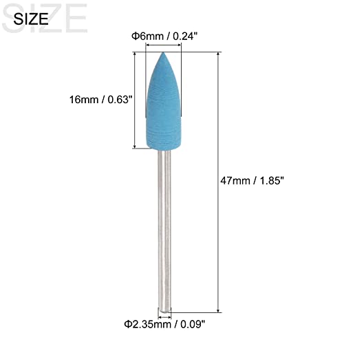 uxcell 5 Pcs Silicone Rubber Grinding Buffing Wheels 2000 Grits 6mm Dia Pointed Polishing Head for Electric Rotary Tool