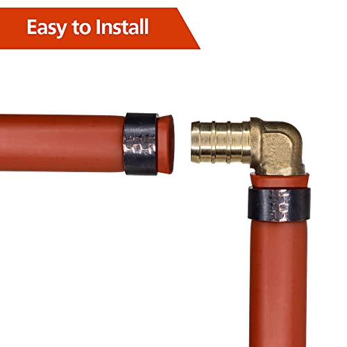 10 Pack 1/2-Inch Brass PEX Elbow Fittings for Plumbing, 90 Degree