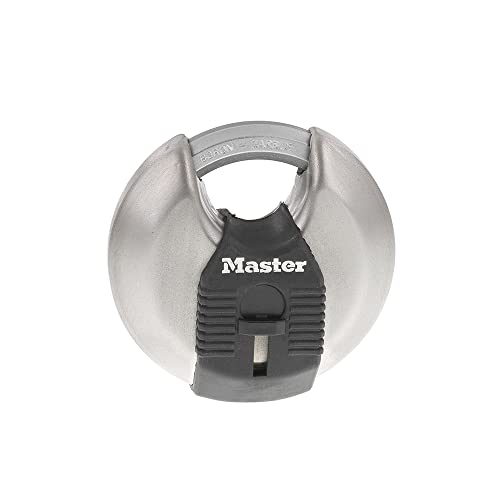 Master Lock 2-3/4-Inch Wide Disc Padlock - Keyed Alike, 2 Keys, Stainless Steel, Indoor & Outdoor Security