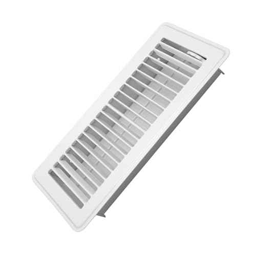 4" x 10" Floor Register - Heavy Duty Steel Walkable Floor Vents - Easy Adjust Air Supply Lever - Vent Covers for Home (White)