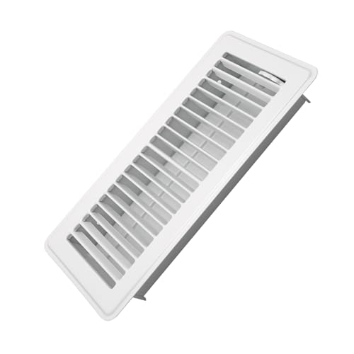 Howeall 4x10 White Floor Register - Heavy Duty Steel Vent Cover with Adjustable Airflow