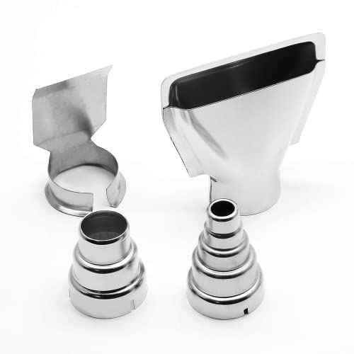 4 Pcs Heat Gun Nozzles Kit, Stainless Steel Reflector Heat Resisting Nozzles Gun Accessory Replacement for Hot Air Gun Soldering Station Nozzle Tool