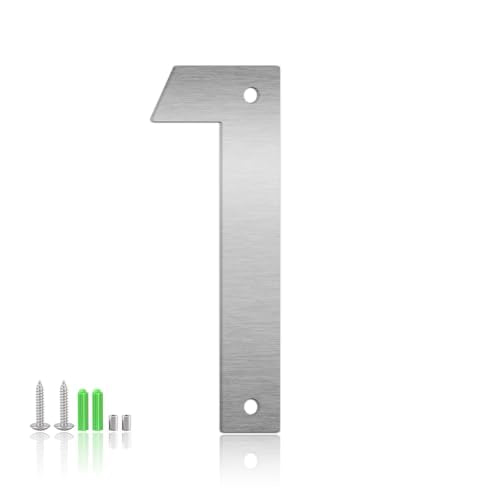 Monlyey 4 Inch Floating House Numbers and Metal Letters for Outdoor Signs - Modern Stainless Steel Address Numbers (1/4 Inch Variation)