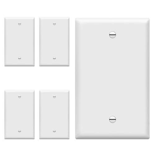 ENERLITES White 1-Gang Wall Plate Cover 5 Pack Gloss Finish Durable Electrical Decor