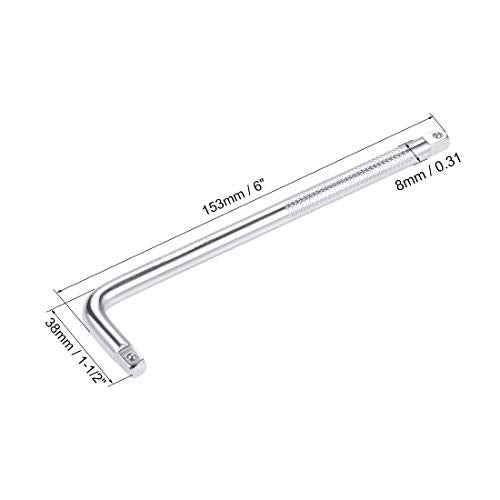 uxcell 1/4" Drive Socket Breaker L Shape Extension Bar Wrench, CR-V