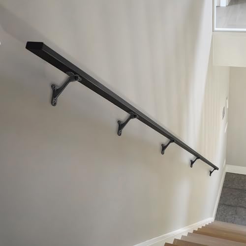 Khtumeware 6 Pack Matte Black 3 Inch Heavy Duty Hand Rail Brackets for Stairways & Home