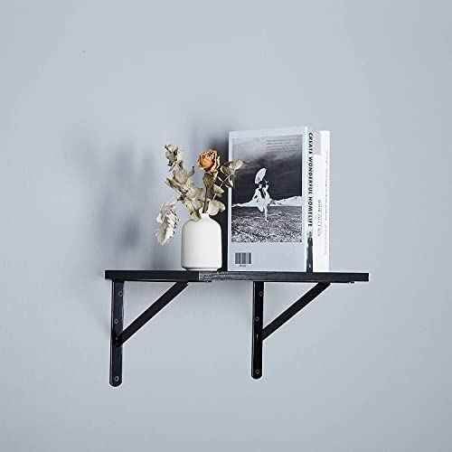 8-Pack 18 Inch Heavy Duty Shelf Brackets, Thicken Wall Bracket for Garage Floating Storage Shelves, 90 Degree Triangle Large L Bracket, Black Powder-Coated Steel