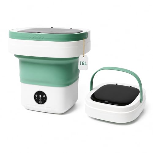 PXNTLA Green Portable Foldable 16L Mini Washing Machine with 3 Modes