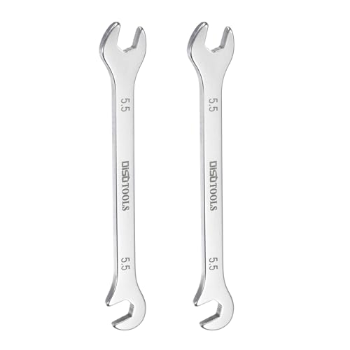 HARFINGTON 2pcs Super-Thin Open End Wrench 5.5mm Metric Double Open-End Wrench 30Cr13 Stainless Steel Quenching Polish Spanner with 15¡Æand 75¡Æ Angled for Auto Repairs