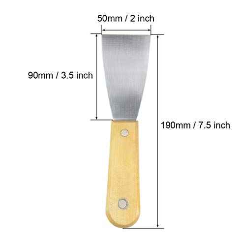 uxcell Putty Scraper 2" Cr-V Steel Stiff Putty Knives with Wooden Handle for Taping Paint Wall Floor Tile 3pcs