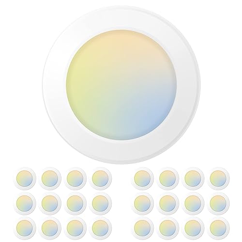 Amico 24 Pack 6 Inch LED Disk Lights Dimmable Flush Mount Ceiling Downlights
