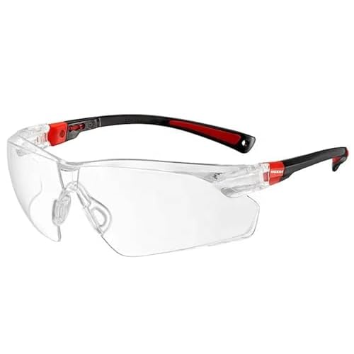 Red Frame (New) Safety Glasses Goggles for Eye Protection with Clear Anti Fog Scratch Resistant shattered Proof, Best Safety Glasses of ANSI Z87 & EN 166 with Carrying Case (1 Piece).