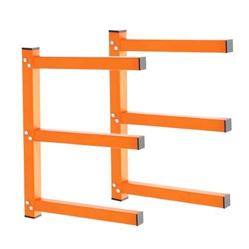UNITEDPOWER Wall Mount Wood Organizer, Lumber Storage Rack, Heavy Duty Metal Shelf with 3-Level for Workshop or Garage, Indoor Or Outdoor Use-2 Hook