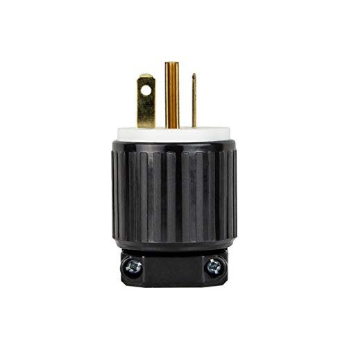 ENERLITES NEMA 6-20P 20A 250V Straight Blade Plug - Pack of 1, Black