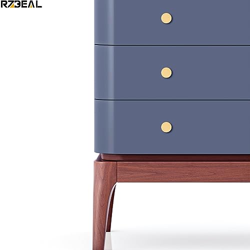 6 Pack 1 Inch Solid Brass Cabinet Knobs - Gold Brushed Finish Drawer Pulls