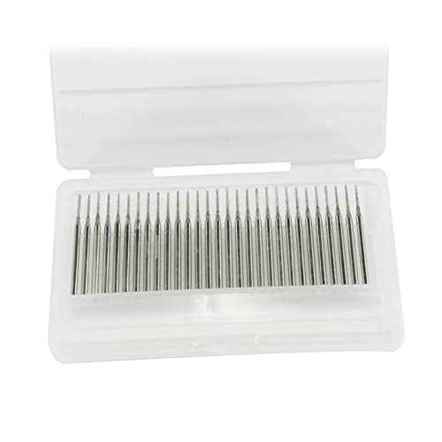 Luo ke 30 Pcs Needle Shape Diamond Burr Set, 1/8'' Shank Diamond Mounted Bead Reamer Drill Bits for Rotary Tools Includes Dremel(Size:1mm)