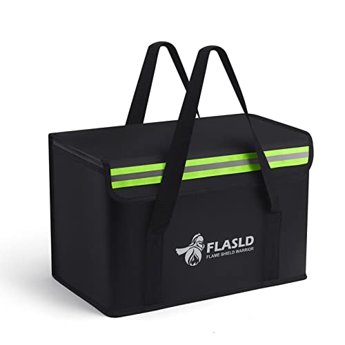 FLASLD Large Fireproof Lithium Battery Storage Bag 14 x 7.8 x 9.5in Waterproof Fireproof Case