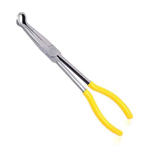 SPEEDWOX Long Reach Hose Grip Pliers 11 Inches Ring Nose 3/5 Inch Diameter Offset Spark Plug Boot Removal Serrated Jaws for Hard to Reach Narrow Spaces