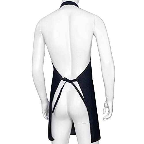 QWORK Lightweight Denim Work Apron With Pockets, Adjustable Jean Tool Apron for Men and Women