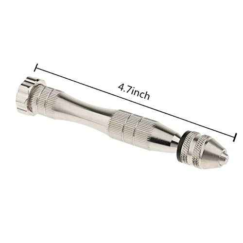 KINGFOREST Precision Pin Vise Hand Drill - Steel Manual Tool with 20-Piece Micro Bits (0.8-3mm) for Resin Casting Molds, Woodworking, Jewelry Making, Model Kits & Miniature Crafting (Silver)