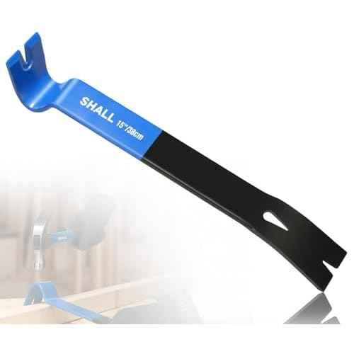 SHALL 15'' Flat Pry Bar, Heavy-Duty Nail Puller Crowbar, High-Carbon Steel Utility Claw Bar, Wonder Bar, Corrosion Resistant Nail Remover Pry Tool for Baseboard Removal, Home Remolding & Woodworking