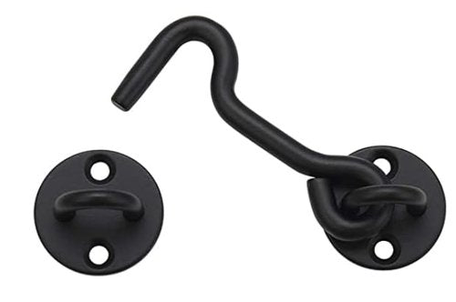 Raswik 4” Privacy Hook and Eye Gate Latch Easy Lock for Barn Door, Black