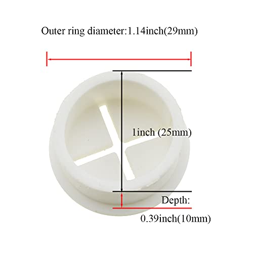 White Rubber Desk Grommet 1 Inch (25mm) Pack of 4 - Flexible Cable Hole Cover for Office & Home