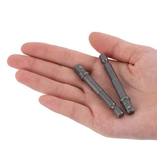 6 Pack 1/4 Inch Square Socket Adapter Bits for Drill and Impact Driver - Power Bit Set for Automotive DIY, Hex Shank, Silver