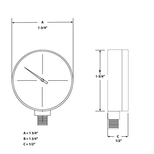 Performance Tool W10055 0-200 PSI Air Gauge for Air Tank Accessory