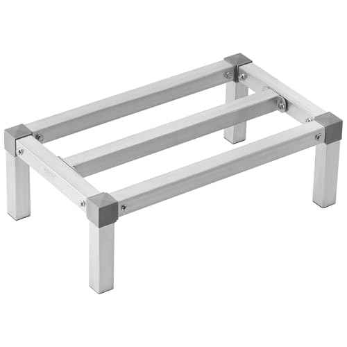 VEVOR Aluminum Dunnage Rack, 24¡± x 14¡± Commercial Food Floor Rack, 8¡± Off the Floor, 1000 lbs Capacity Adjustable Aluminum Storage, for Storage in Restaurants, Kitchens, Garages and Vehicles