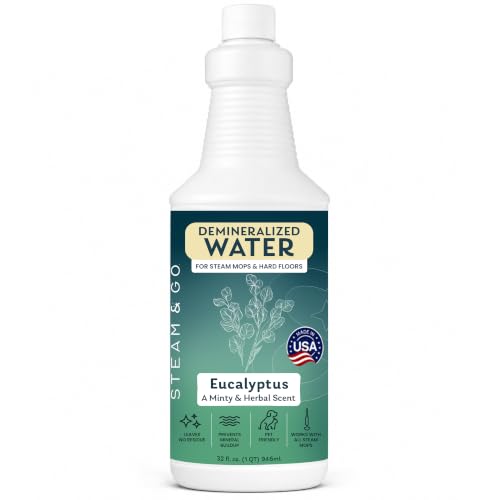 Steam & Go Demineralized Water for Steam Mop – 32 oz, Eucalyptus Mint