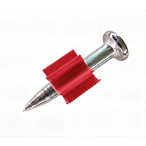 1" Powder Actuated Fasteners,.300 Head Diameter Drive Pins with red Flute, P100, 100pcs/pack