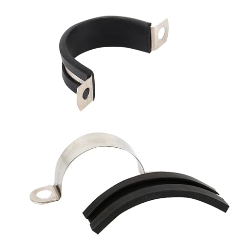 15Pcs 1-1/4 Inch(32mm) R Type Cable Clamps, 304 Stainless Steel Pipe Clamp - Durable Pipe Clamp for Tube, Wire Lines, Hoses - Rubber Cushioned Insulated Loop Clamp